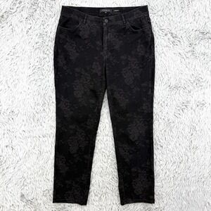 Lafayette 148 Jeans‎ Women's 10 Black Floral AOP Thompson Whimsigoth Witchy